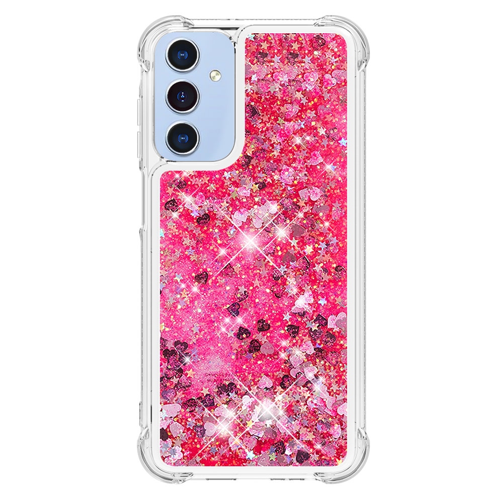 Glitter presýpacie gélový obal na Samsung Galaxy A17 5G - ružový/srdiečka