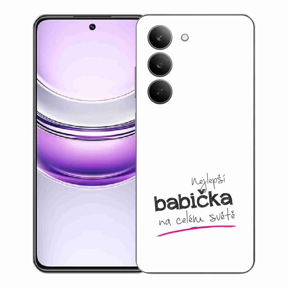 Gélový kryt mmCase na Realme 14x 5G - najlepšia babička 4 biele pozadie