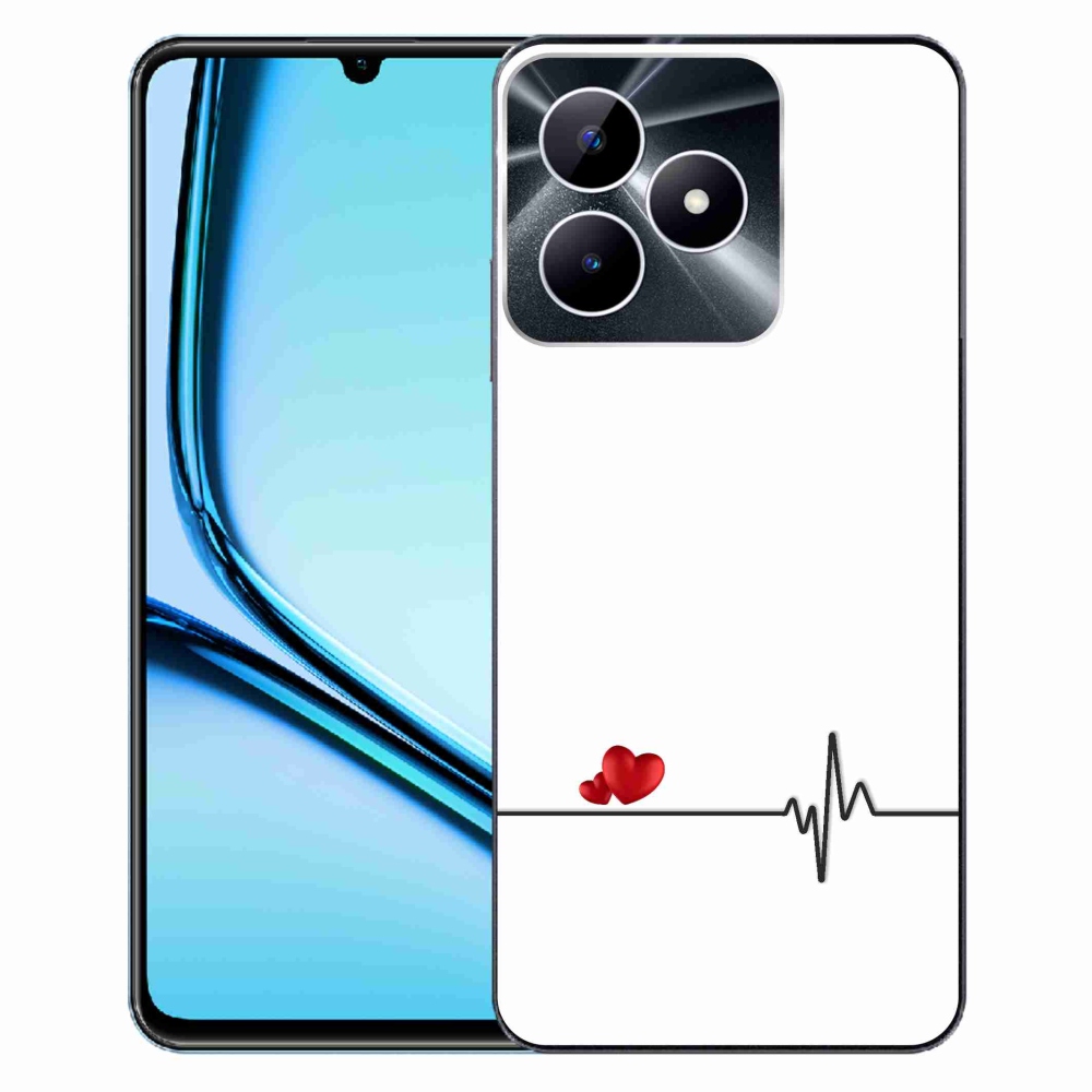 Gélový kryt mmCase na Realme Note 50 - srdce a tep biele pozadie