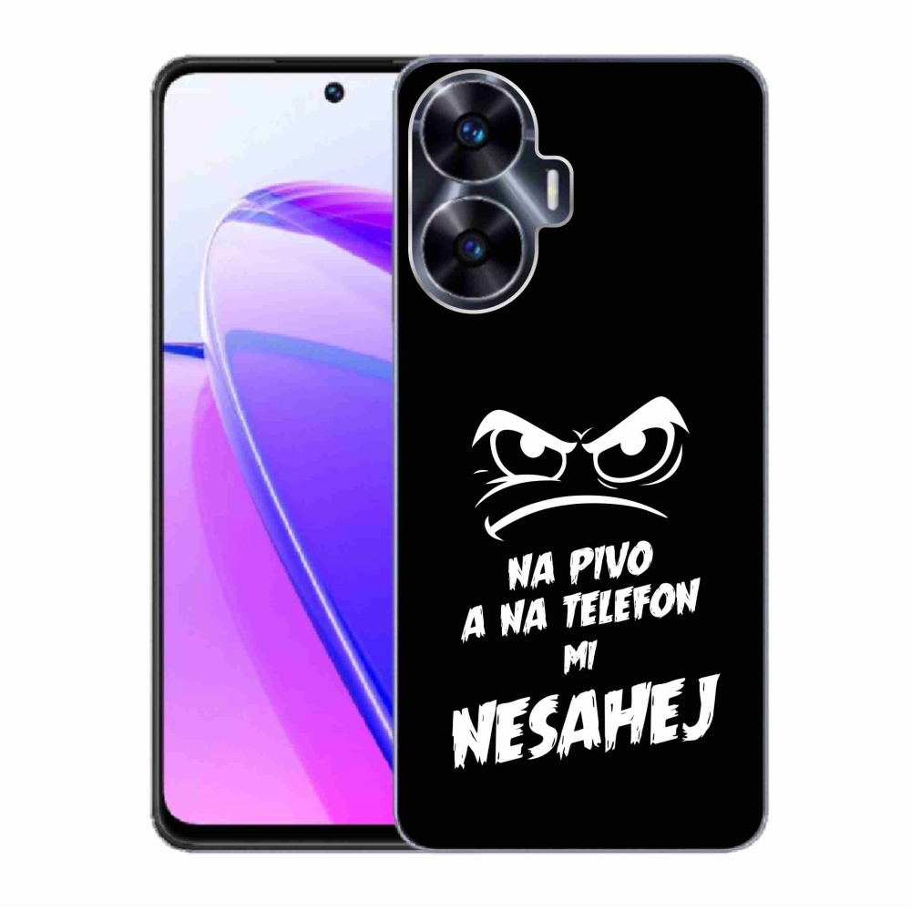Gélový kryt mmCase na Realme C55 - pivný motív 2 čierne pozadie