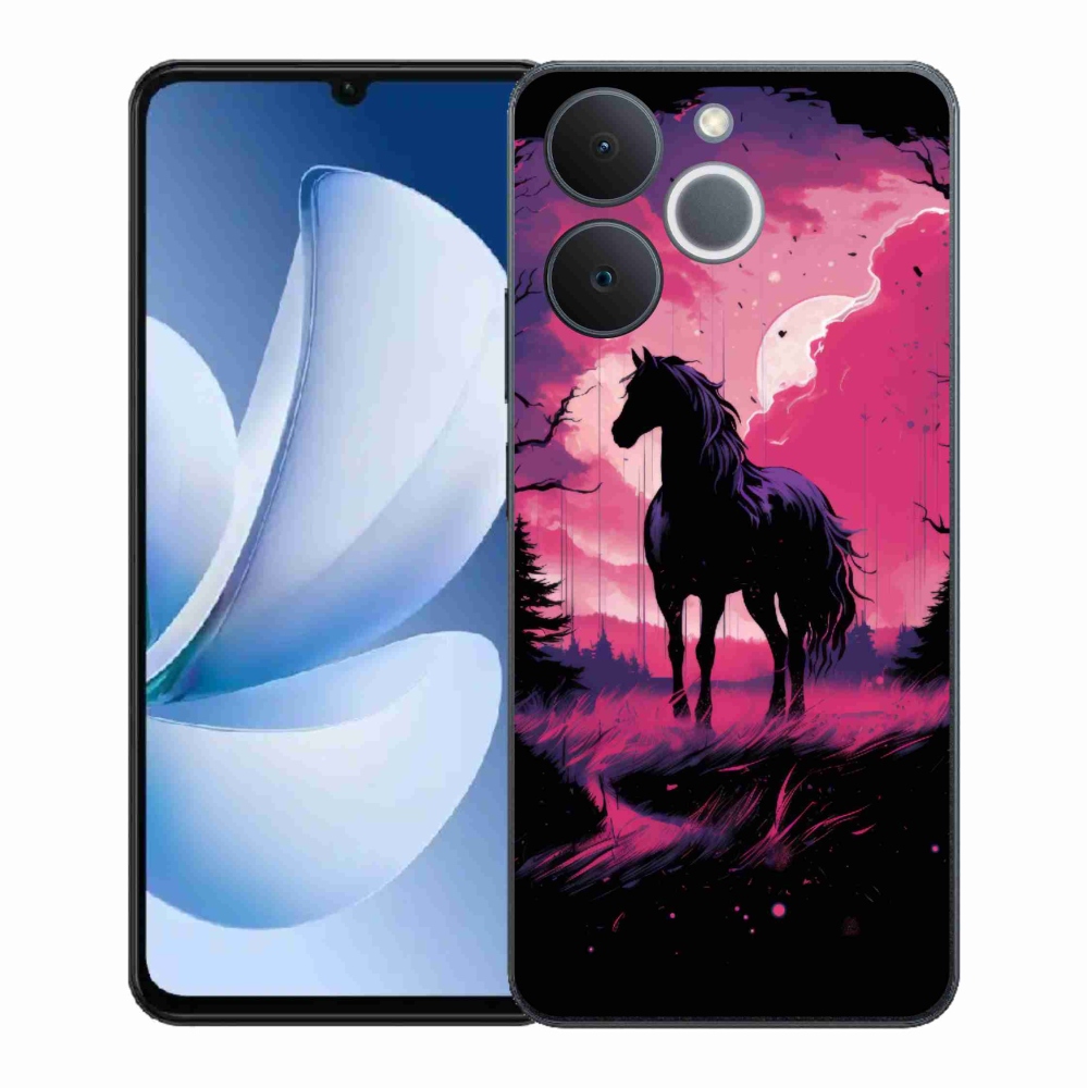 Gélový kryt mmCase na Realme Note 70T - čierny kreslený kôň 1