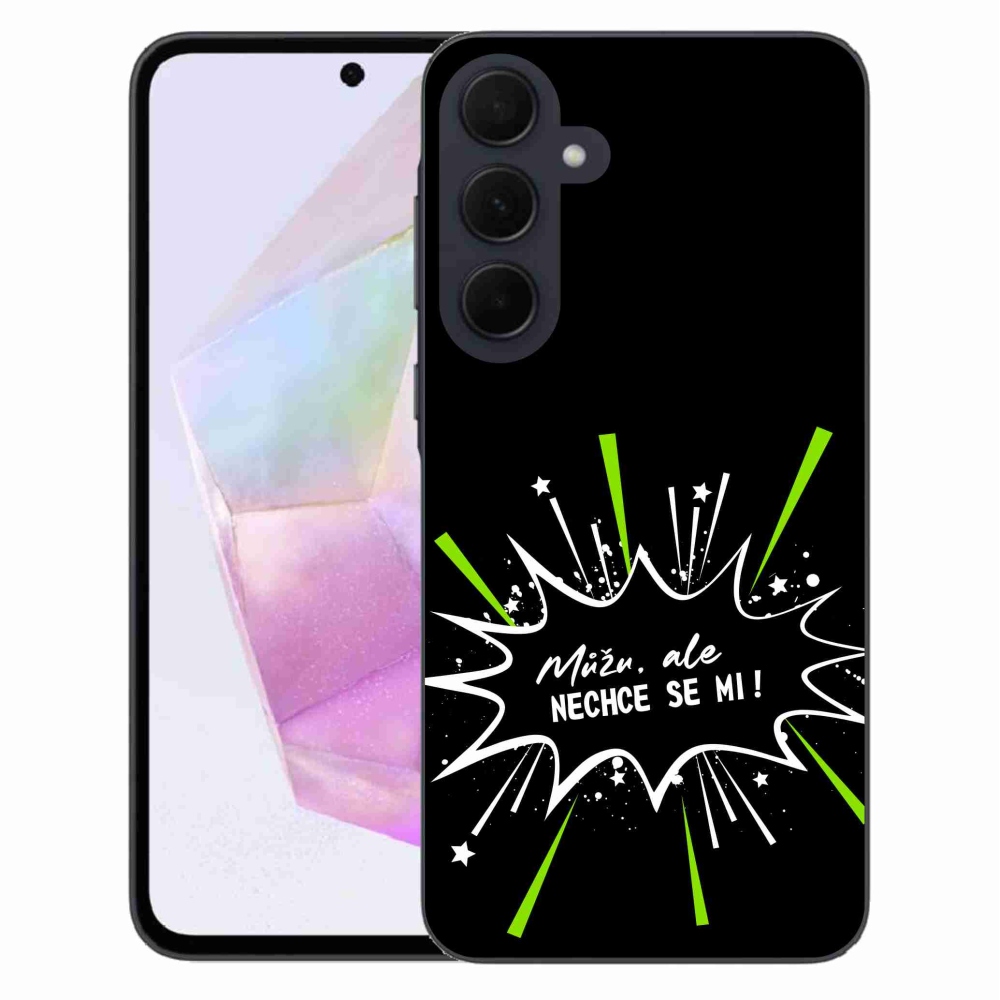Gélový kryt mmCase na Samsung Galaxy A35 5G - vtipný text 11 čierne pozadie