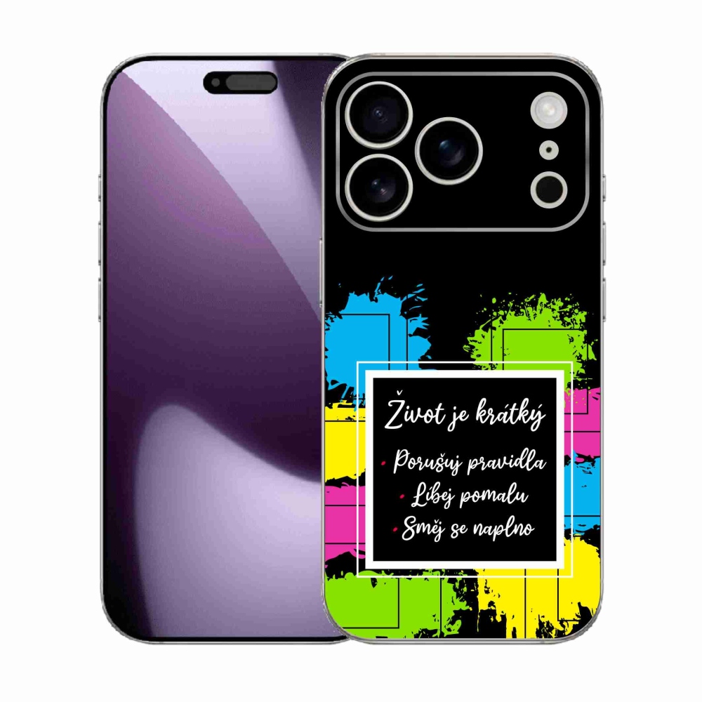 Gélový kryt mmCase na iPhone 17 Pro - citát 5 čierne pozadie