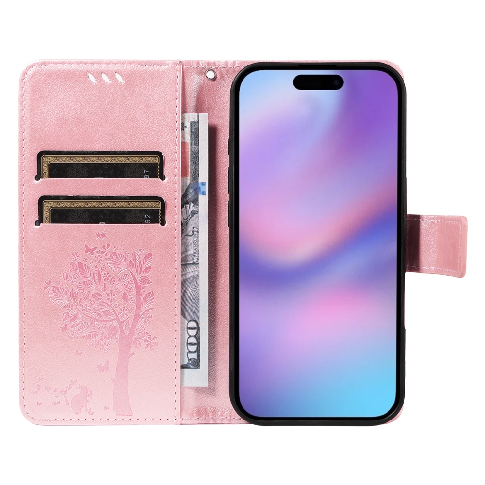 Trees knižkové púzdro na iPhone 17 - ružovozlaté