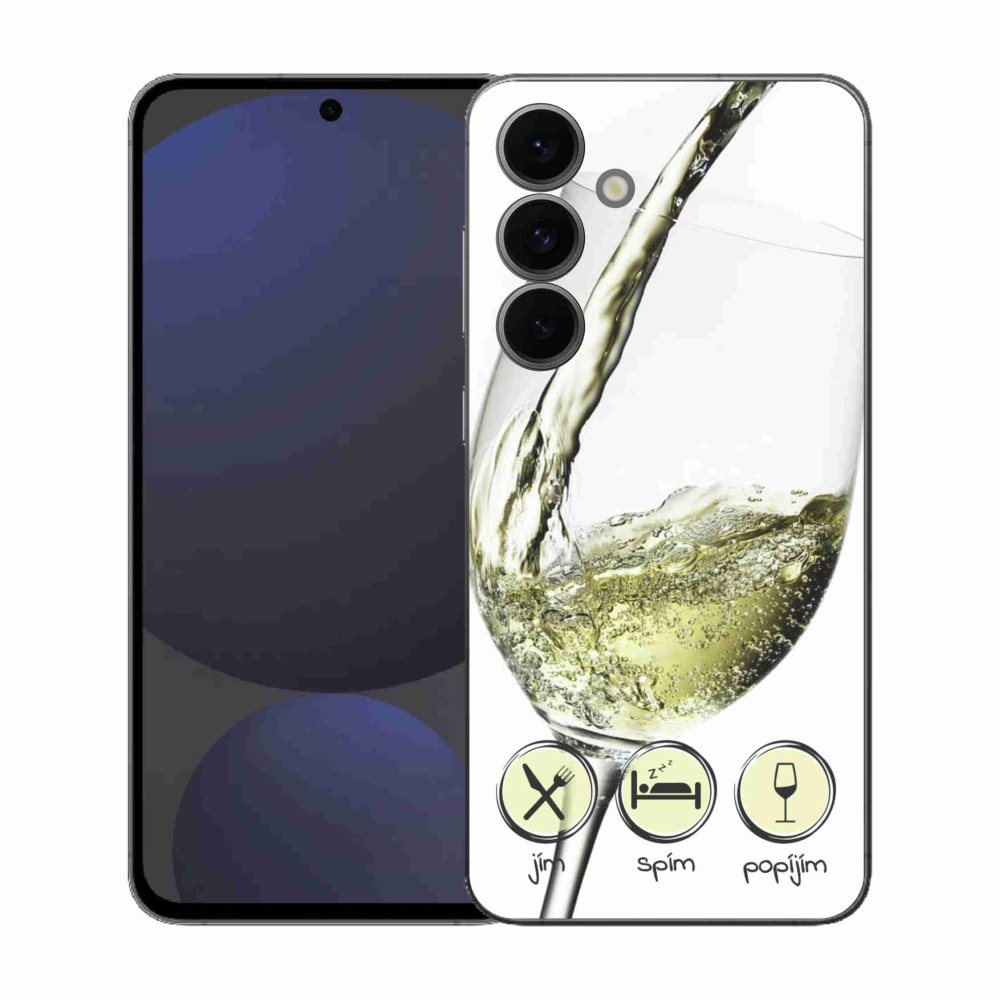 Gélový kryt mmCase na Samsung Galaxy S25 FE - pohár vína bielej