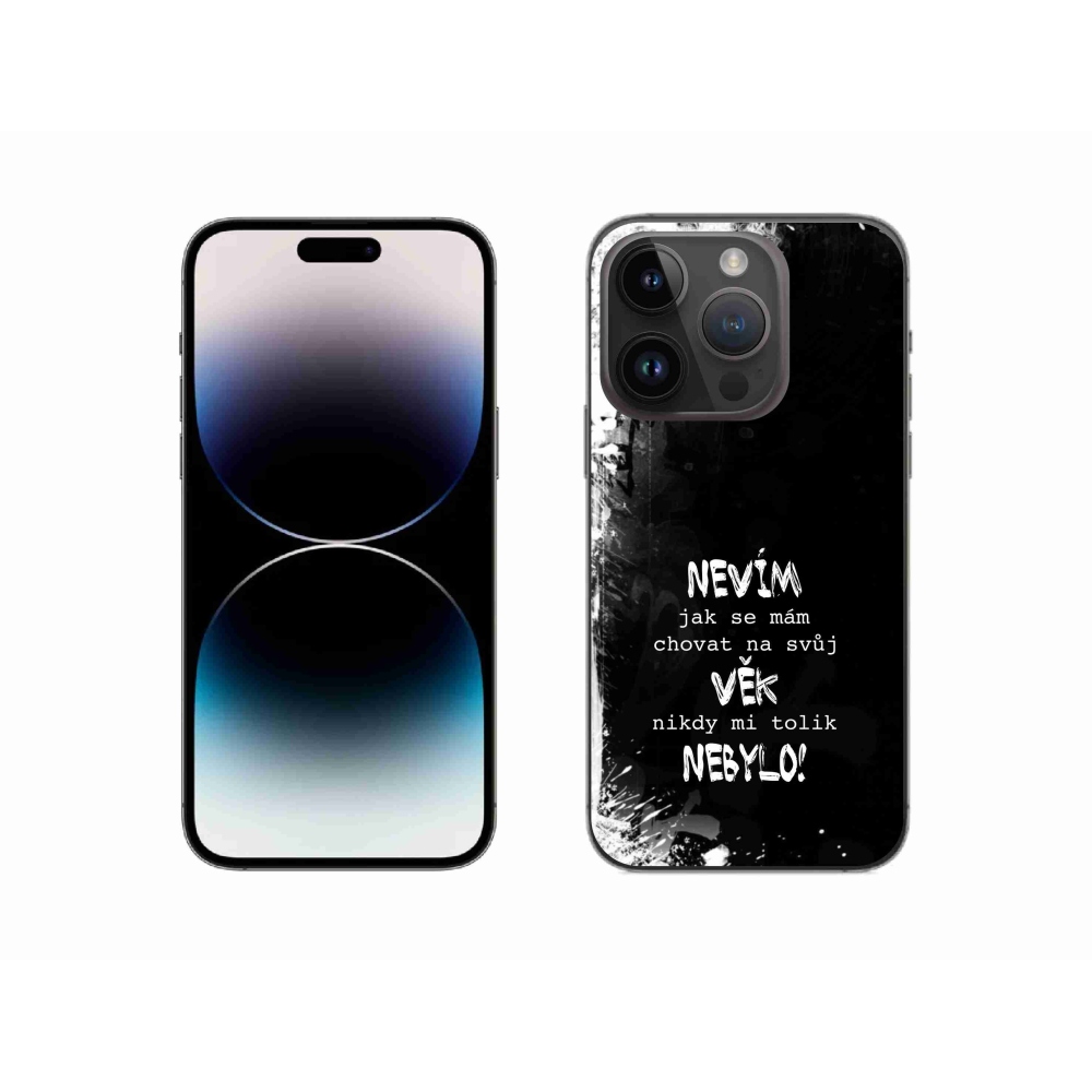Gélový kryt mmCase na iPhone 14 Pro 6.1 - vtipný text 14 čierne pozadie