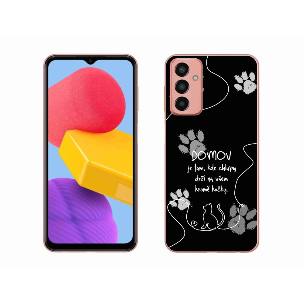 Gélový kryt mmCase na Samsung Galaxy M13 - mačacie motív čierne pozadie
