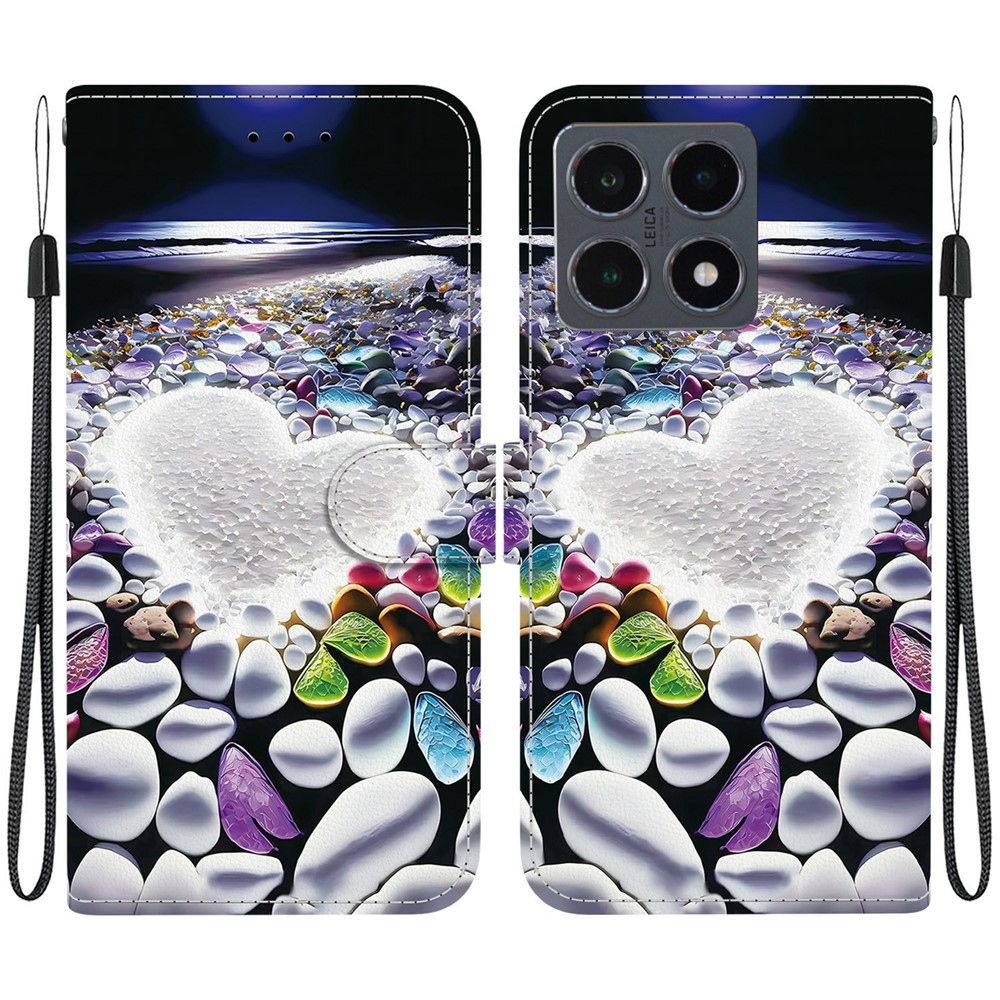 Versatile knižkové púzdro na Xiaomi 15T - srdce a kamienky