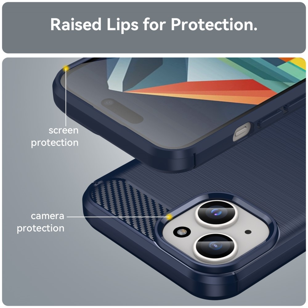 Carbon odolný gélový obal na iPhone 15 Plus - modrý