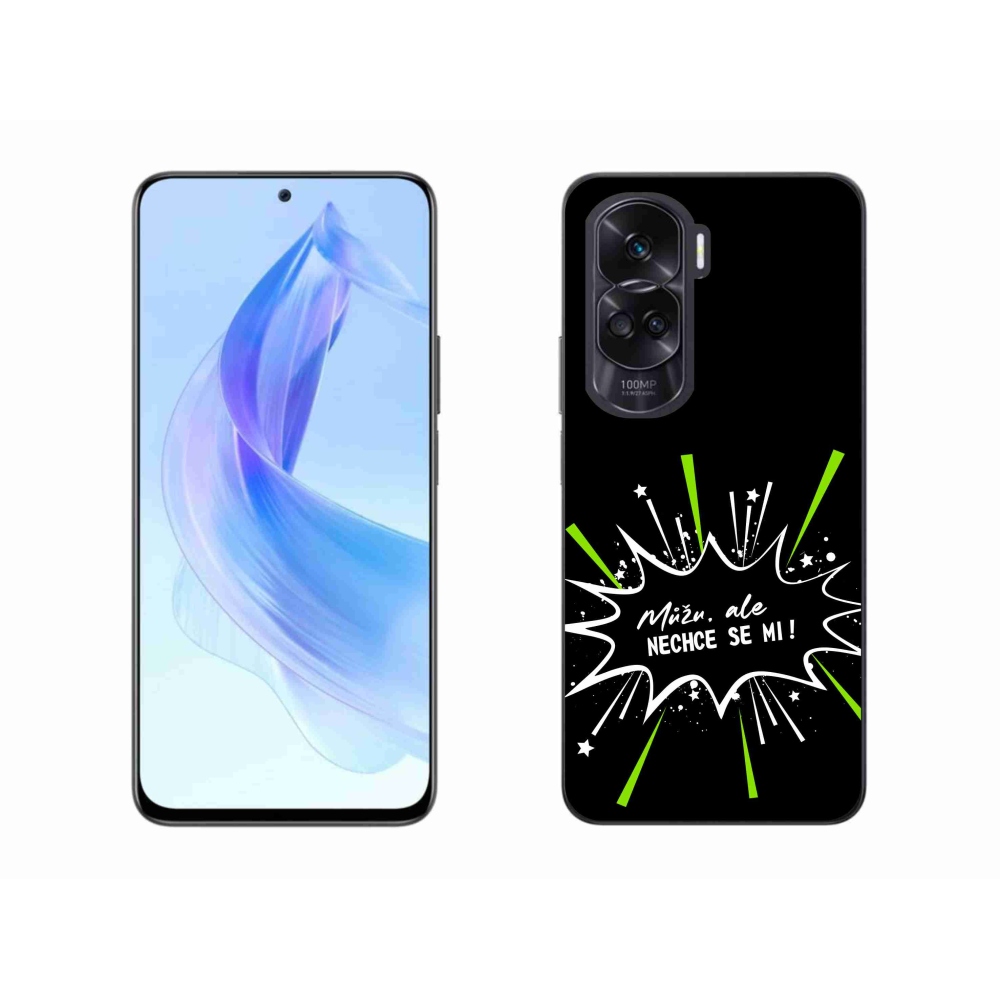Gélový kryt mmCase na Honor 90 Lite - vtipný text 11 čierne pozadie