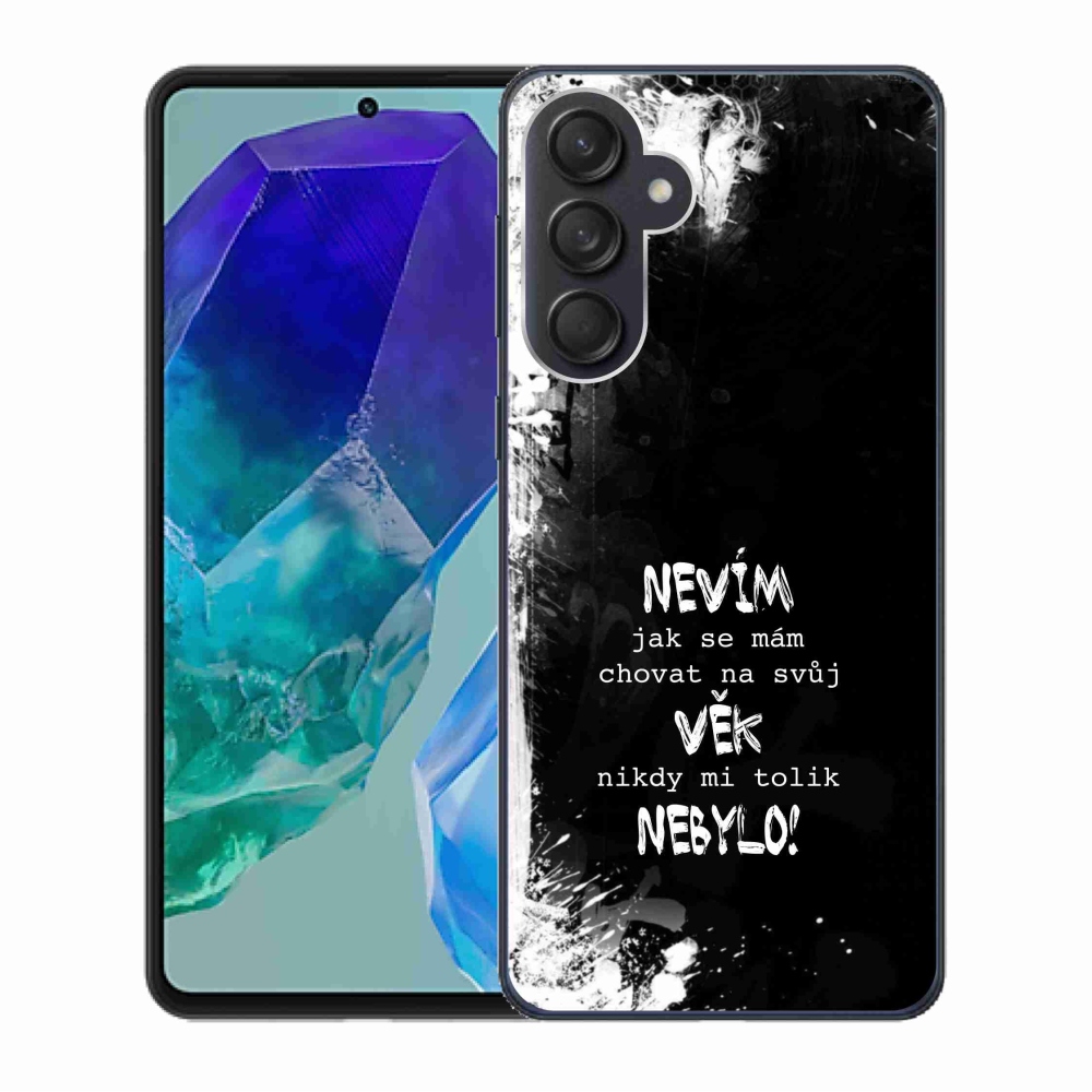 Gélový kryt mmCase na Samsung Galaxy M55 5G - vtipný text 14 čierne pozadie