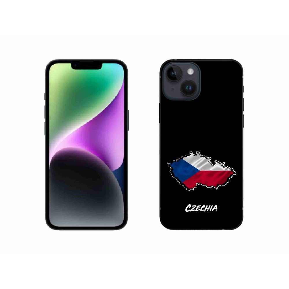 Gélový kryt mmCase na iPhone 14 - Czechia čierne pozadie