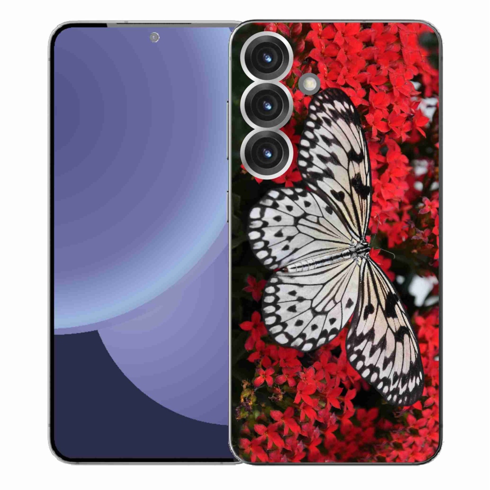 Gélový kryt mmCase na Samsung Galaxy S25+ - čiernobiely motýľ 1