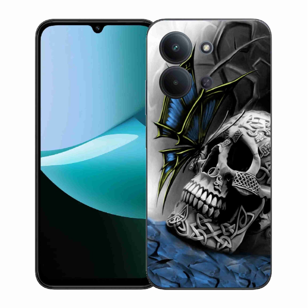 Gélový kryt mmCase na Xiaomi Redmi 15C 4G (171mm)/Poco C85 4G (171mm) - motýľ a lebka