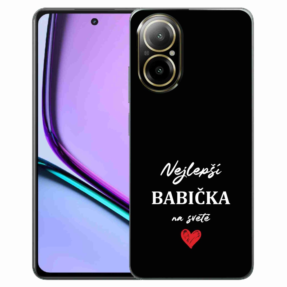 Gélový kryt mmCase na Realme C67 - najlepšia babička 1 čierne pozadie