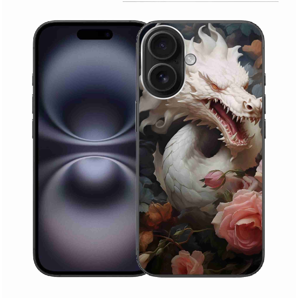 Gélový kryt mmCase na iPhone 16 - biely drak