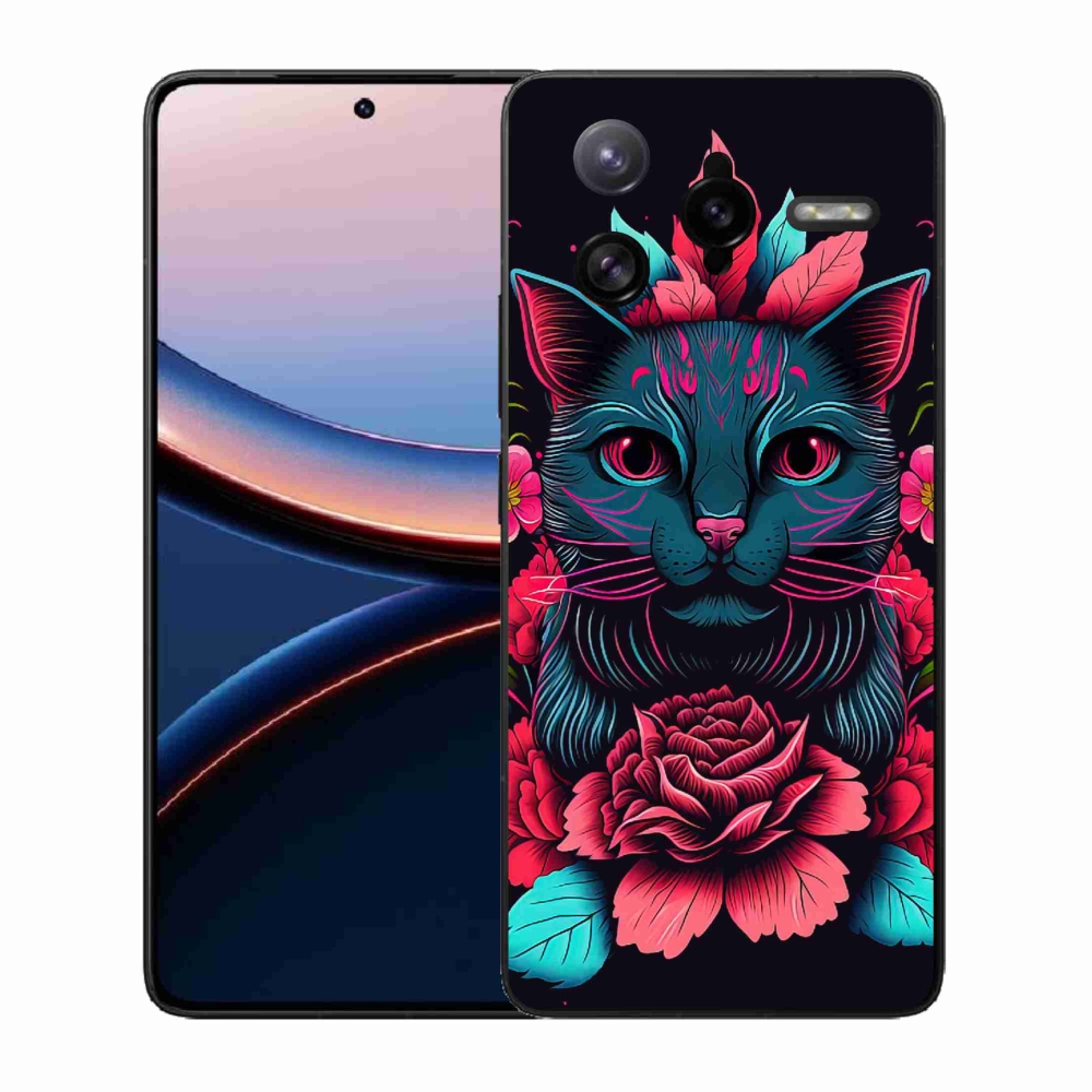 Gélový kryt mmCase na Xiaomi Poco F7 Ultra - kvety a mačka