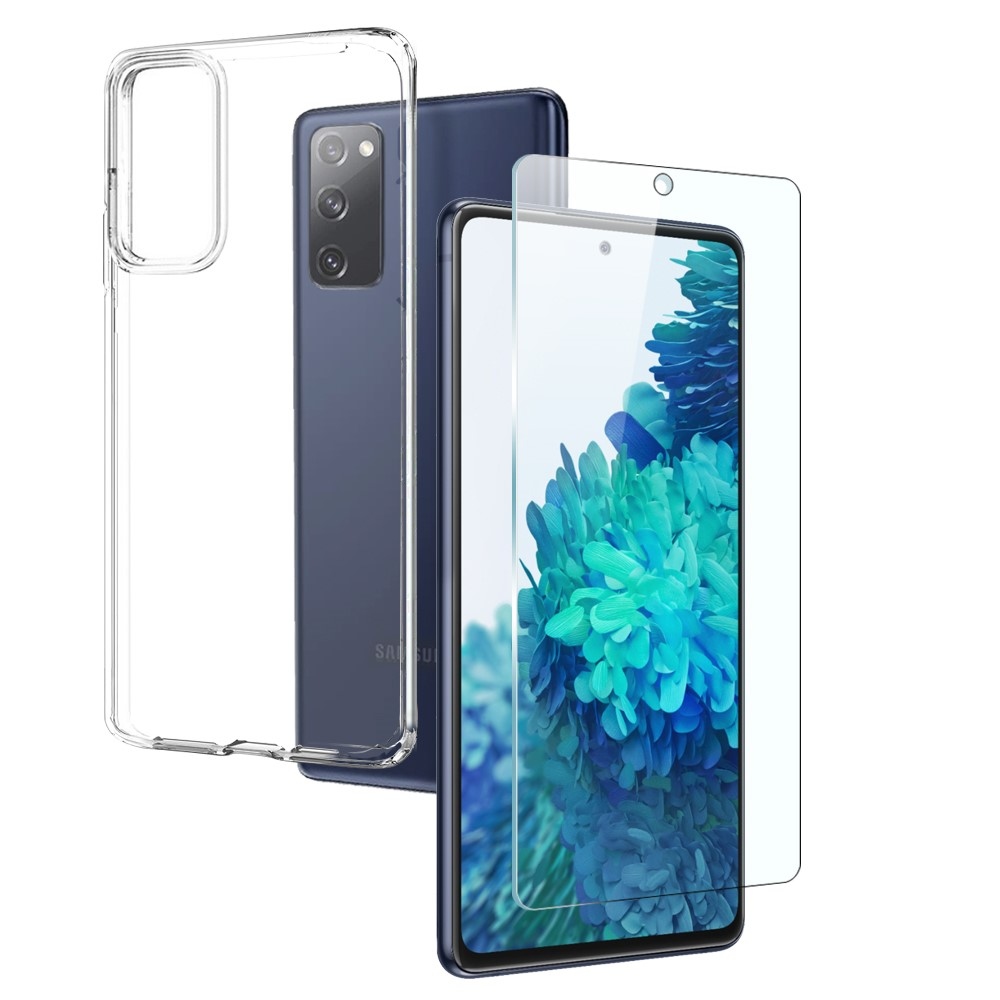 NORTHJO priehľadný gélový obal + tvrdené sklo na Samsung Galaxy S20 FE - priehľadný