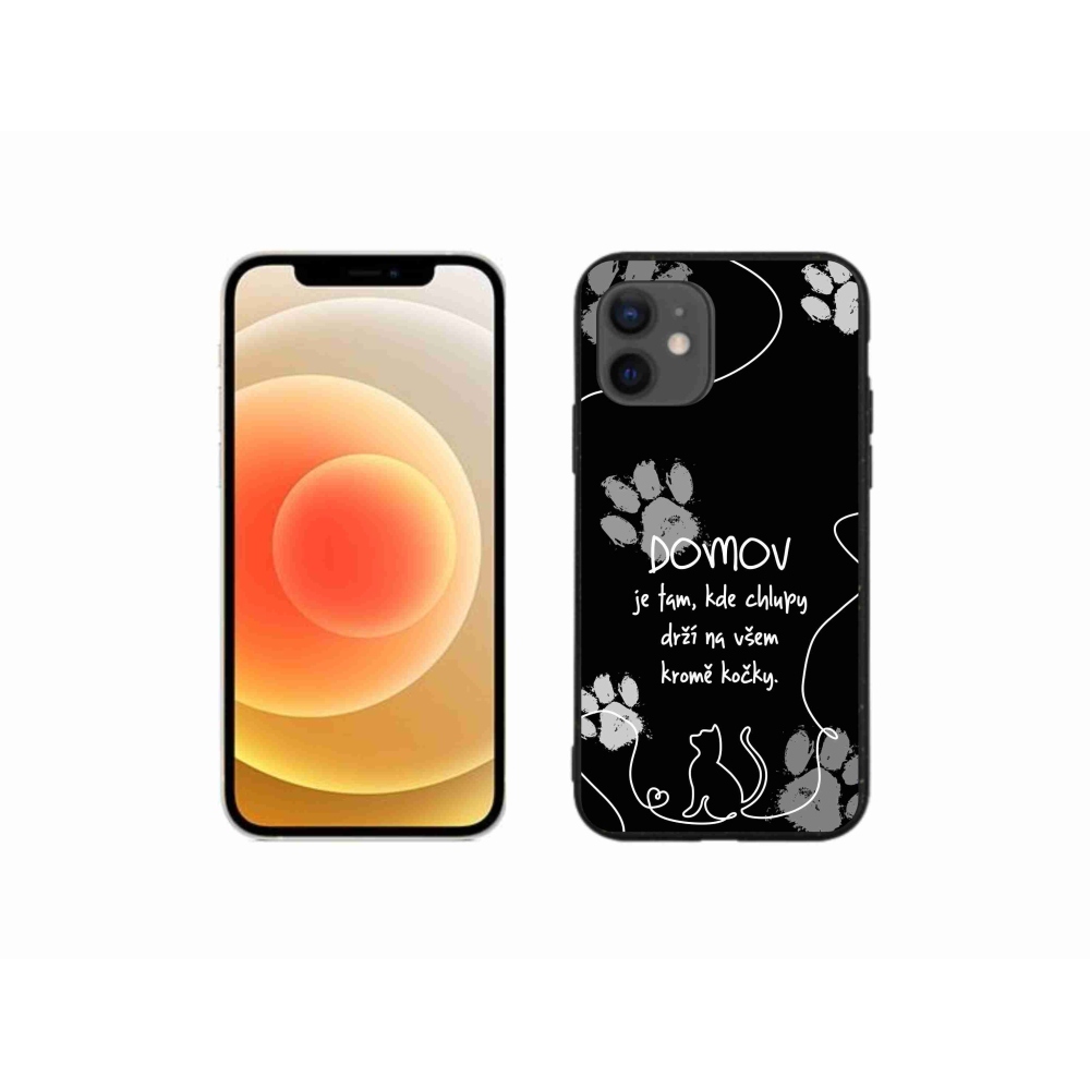 Gélový kryt mmCase na iPhone 12 mini - mačacie motív čierne pozadie