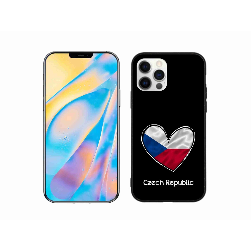 Gélový kryt mmCase na iPhone 12 - vlajka srdca čierne pozadie