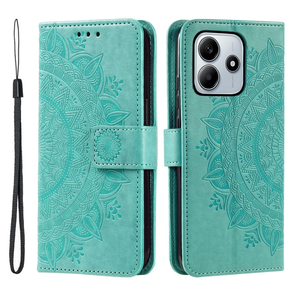 Mandala knižkové púzdro na Xiaomi Redmi Note 14 - modrozelené