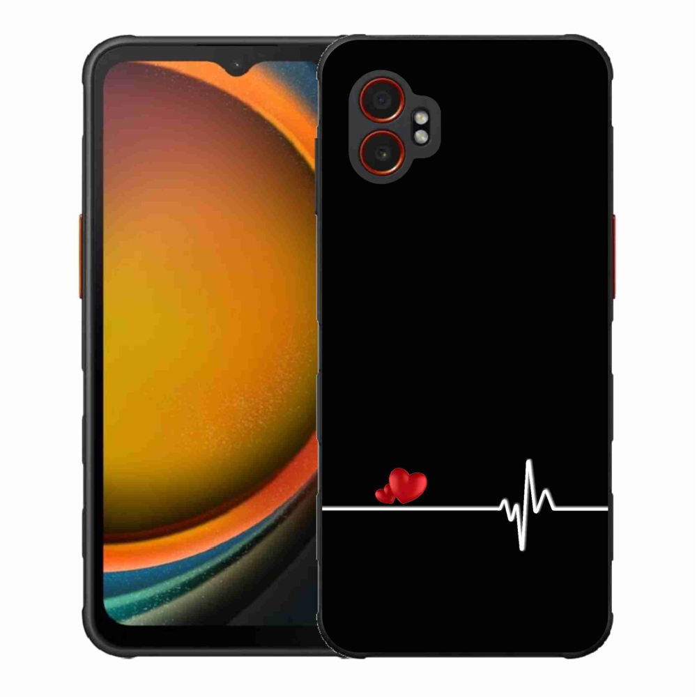 Gélový kryt mmCase na Samsung Galaxy Xcover 7 Pro - srdce a tep čierne pozadie