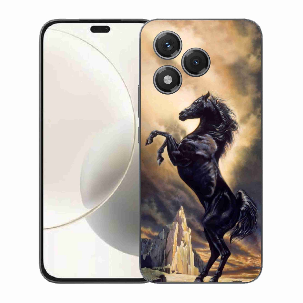 Gélový kryt mmCase na Honor 400 Lite - čierny kreslený kôň