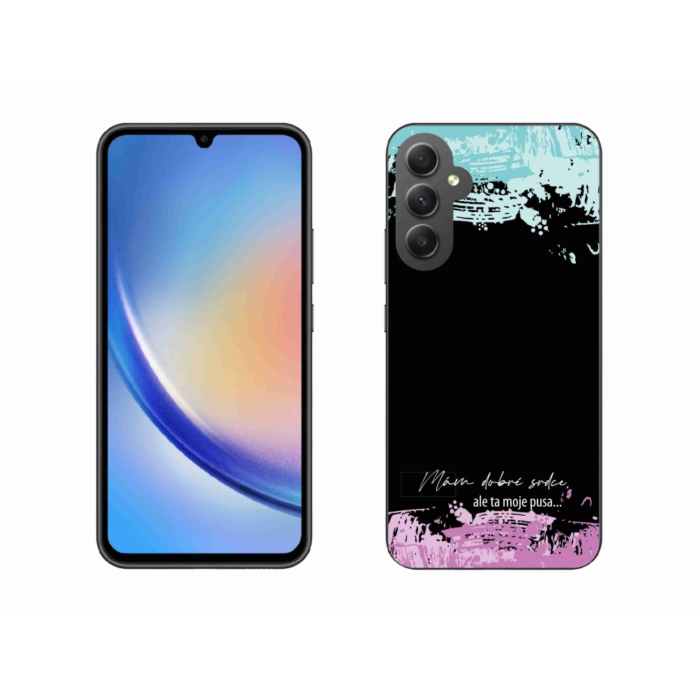 Gélový kryt mmCase na Samsung Galaxy A34 5G - vtipný text 3 čierne pozadie