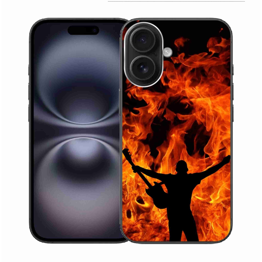 Gélový kryt mmCase na iPhone 16 - muzikant a oheň