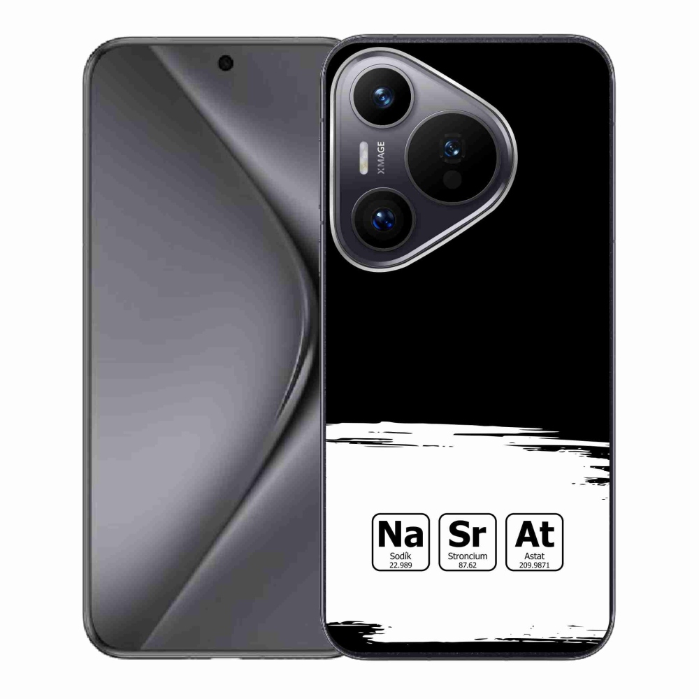 Gélový kryt mmCase na Huawei Pura 70 - chemické prvky bieločierne pozadie