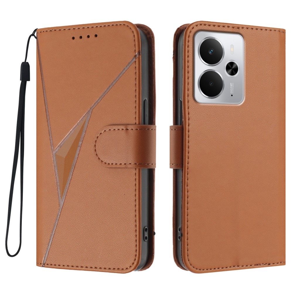Triangles knižkové puzdro na Realme 14 5G - hnedé