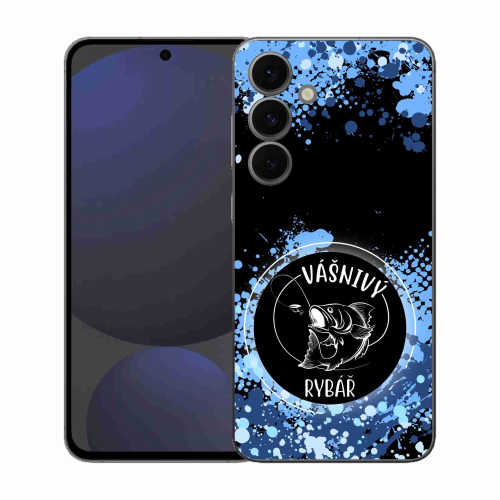 Gélový kryt mmCase na Samsung Galaxy S25 FE - vášnivý rybár čierne pozadie
