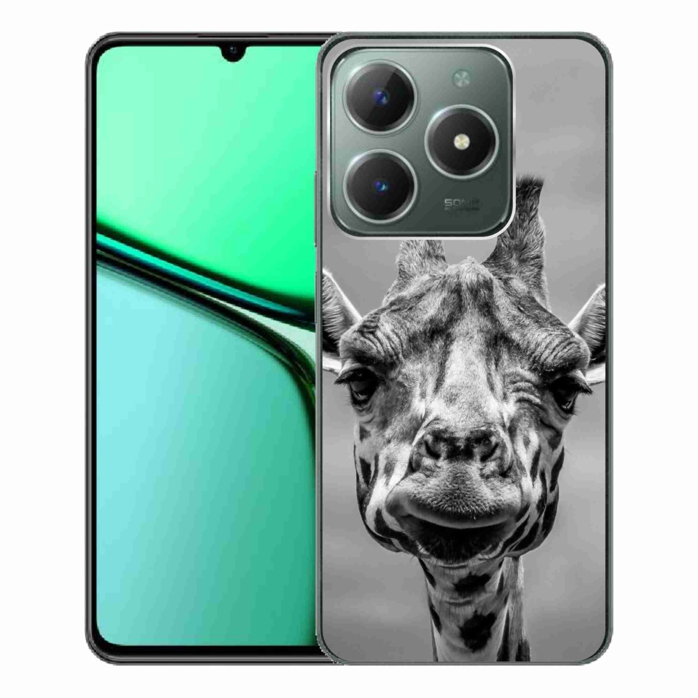 Gélový kryt mmCase na Realme C61 - čiernobiela žirafa