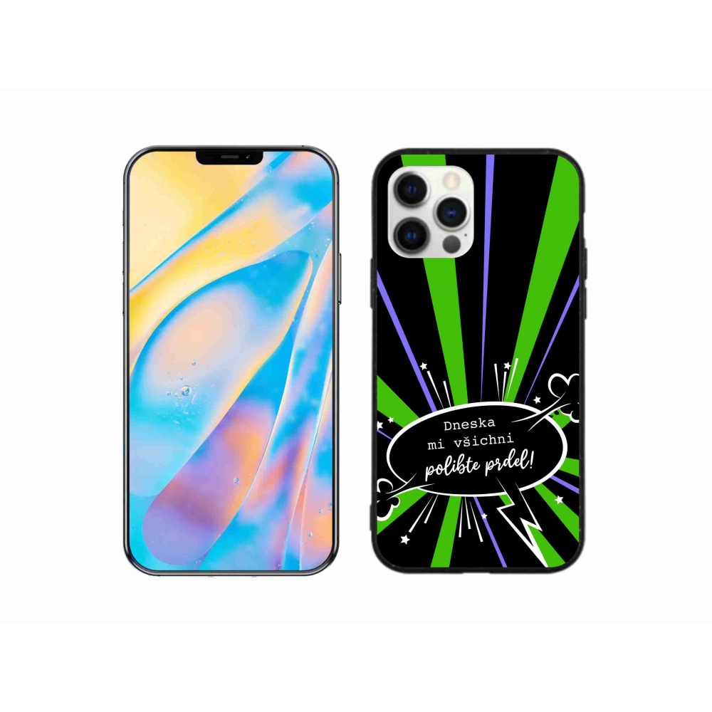 Gélový kryt mmCase na iPhone 12 Pro - vtipný text 15 čierne pozadie