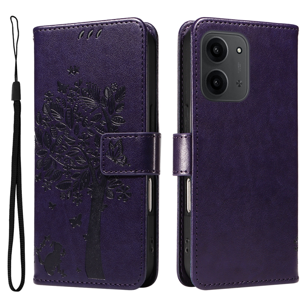 Trees knižkové púzdro na Xiaomi Redmi 15C 4G/5G (173mm) - tmavofialové