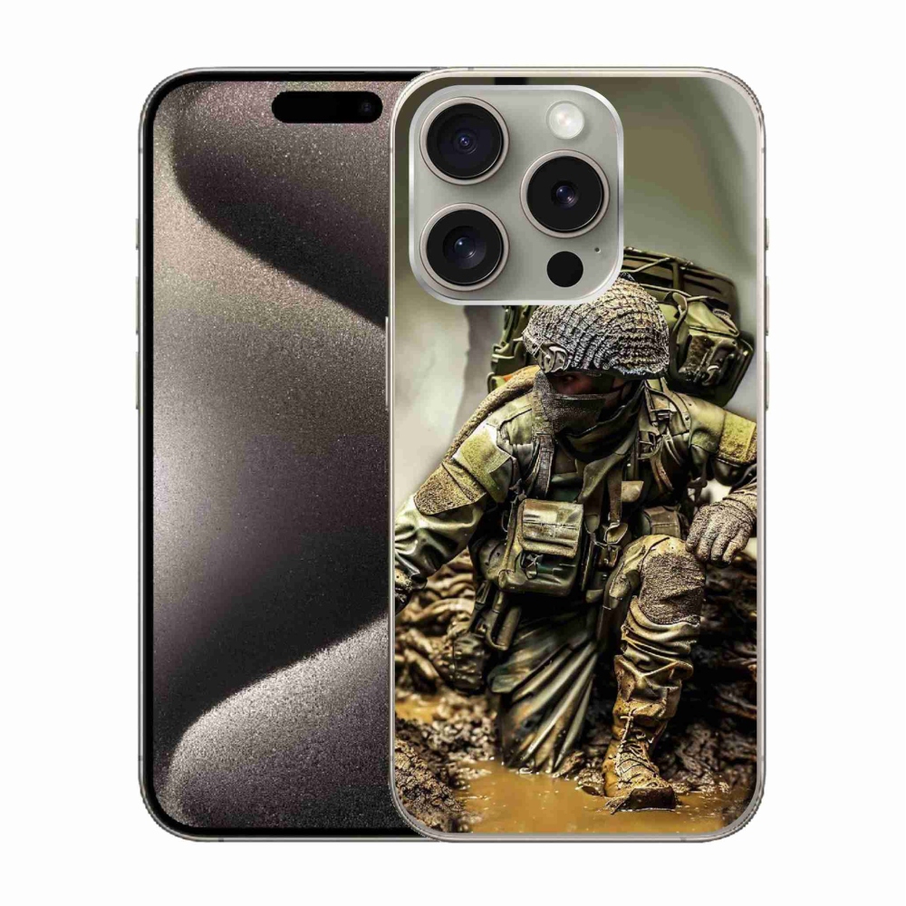 Gélový kryt mmCase na iPhone 15 Pro - vojak