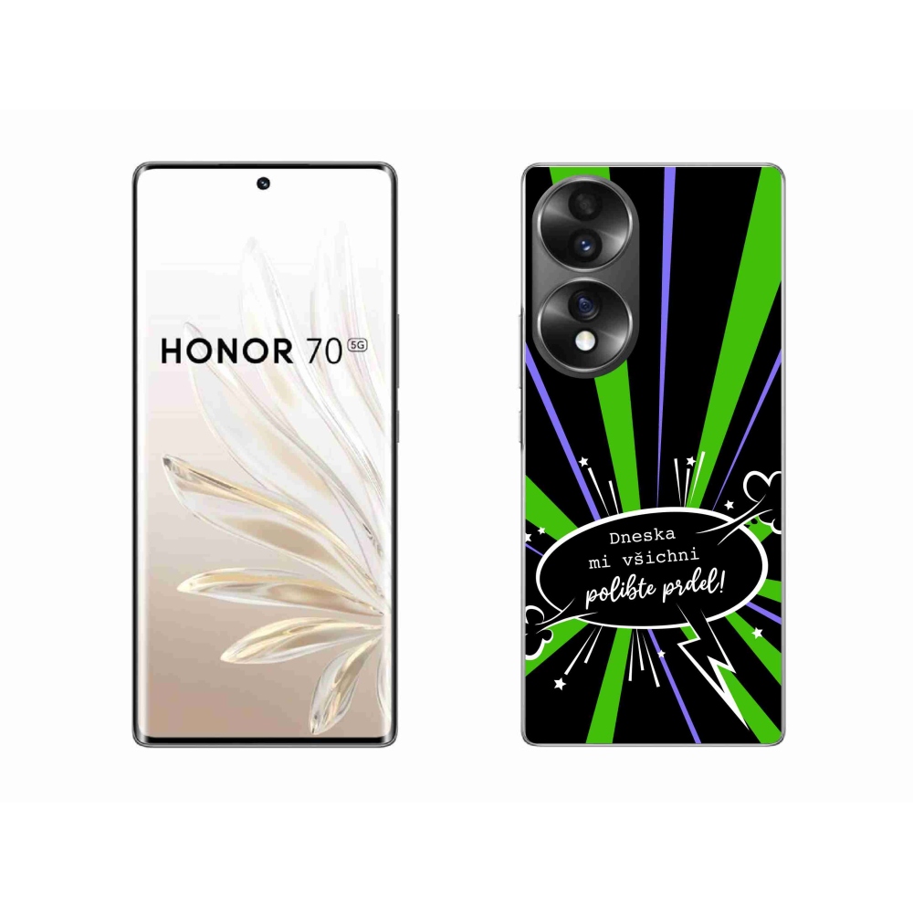 Gélový kryt mmCase na Honor 70 - vtipný text 15 čierne pozadie