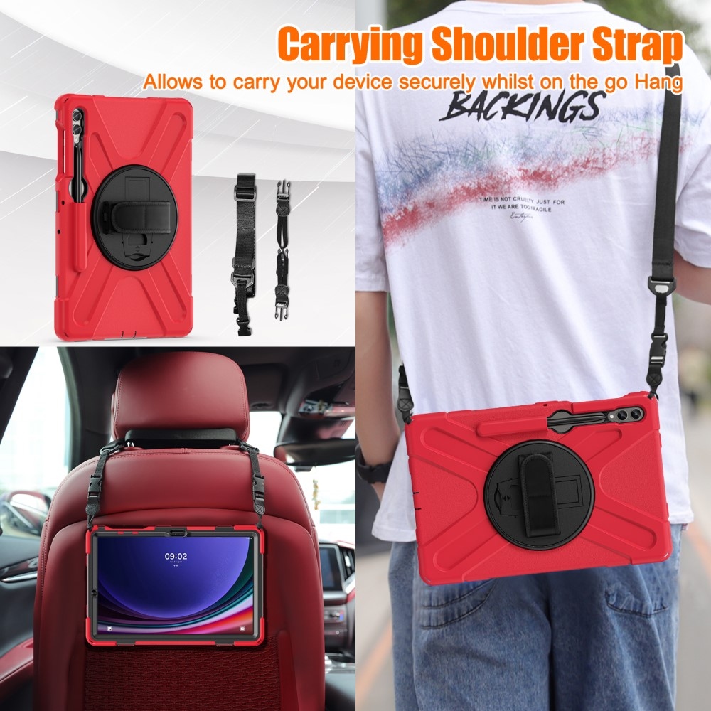 Strap odolný kryt s úchopom na ruku a popruhom na Samsung Galaxy Tab S10+/S9+/S9