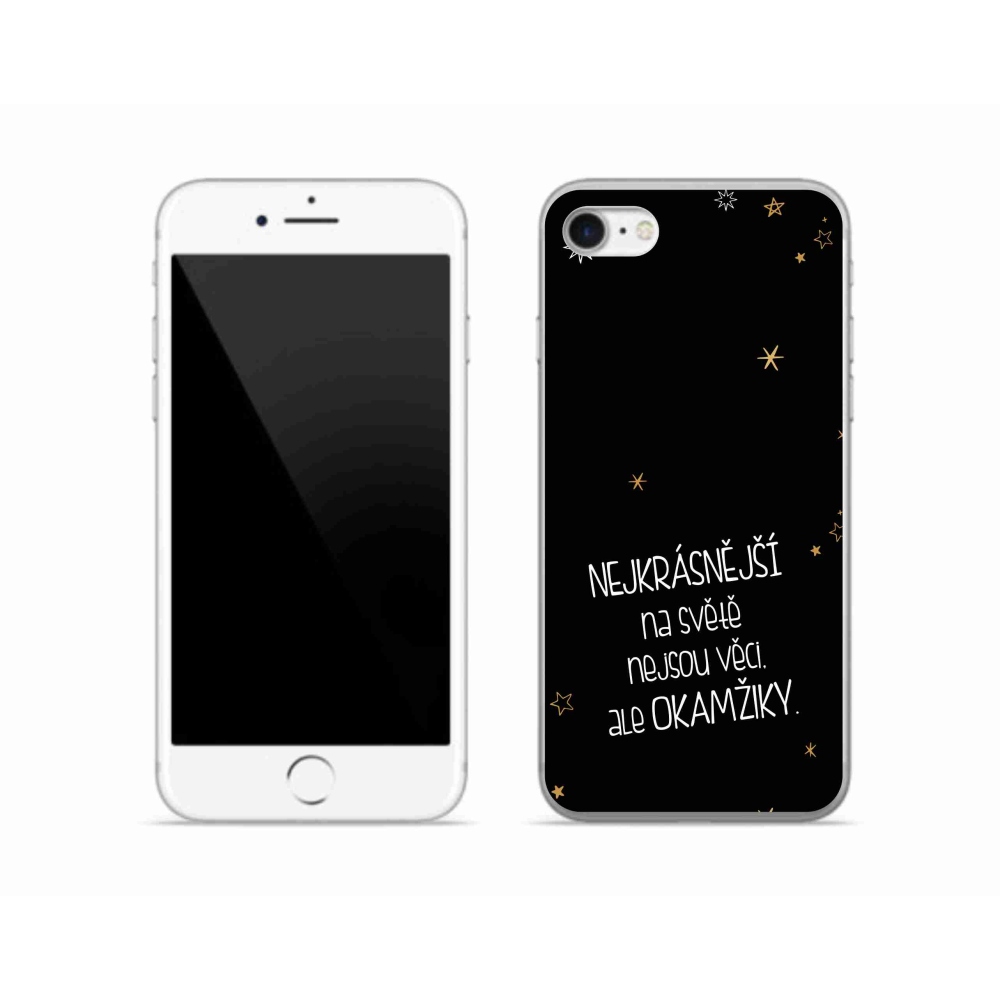 Gélový kryt mmCase na iPhone SE (2022) - citát 4 čierne pozadie