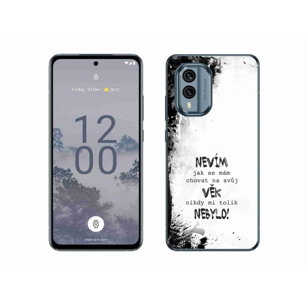 Gélový kryt mmCase na Nokia X30 5G - vtipný text 14 biele pozadie