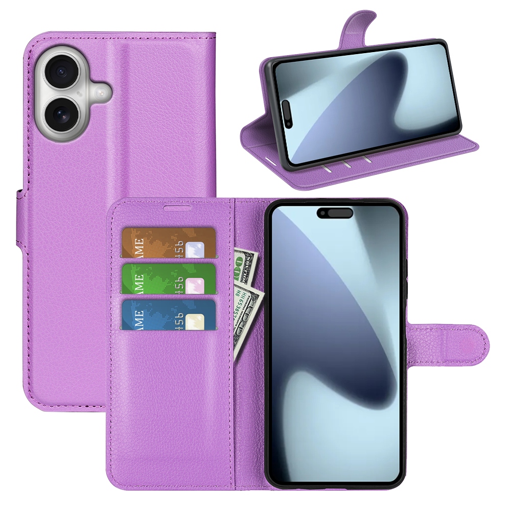 Litchi knižkové púzdro na iPhone 17 - fialové