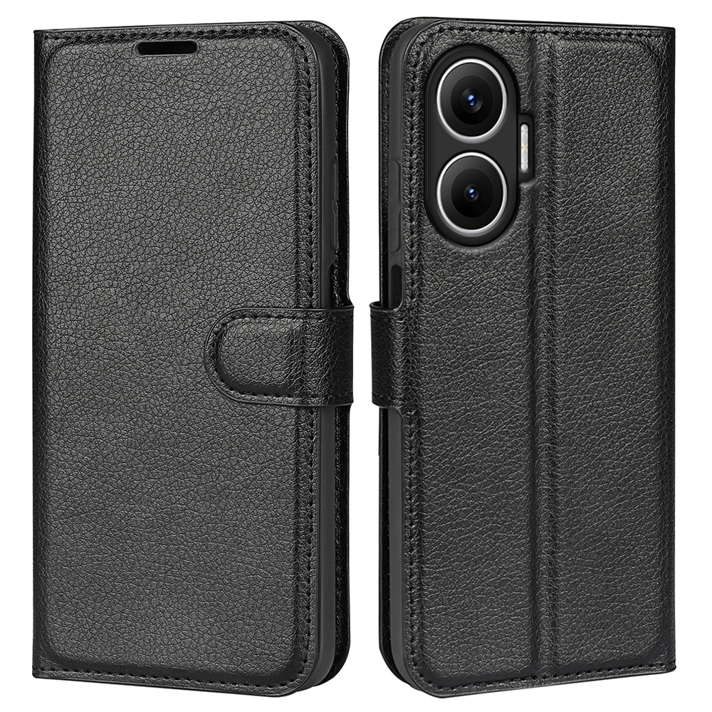 Litchi knižkové púzdro na Xiaomi Poco F7 5G - čierne