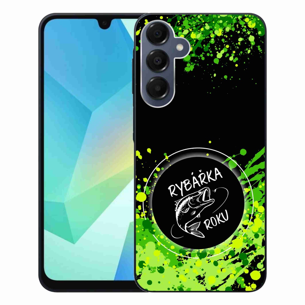 Gélový kryt mmCase na Samsung Galaxy A16 4G/5G - rybárka roku čierne pozadie