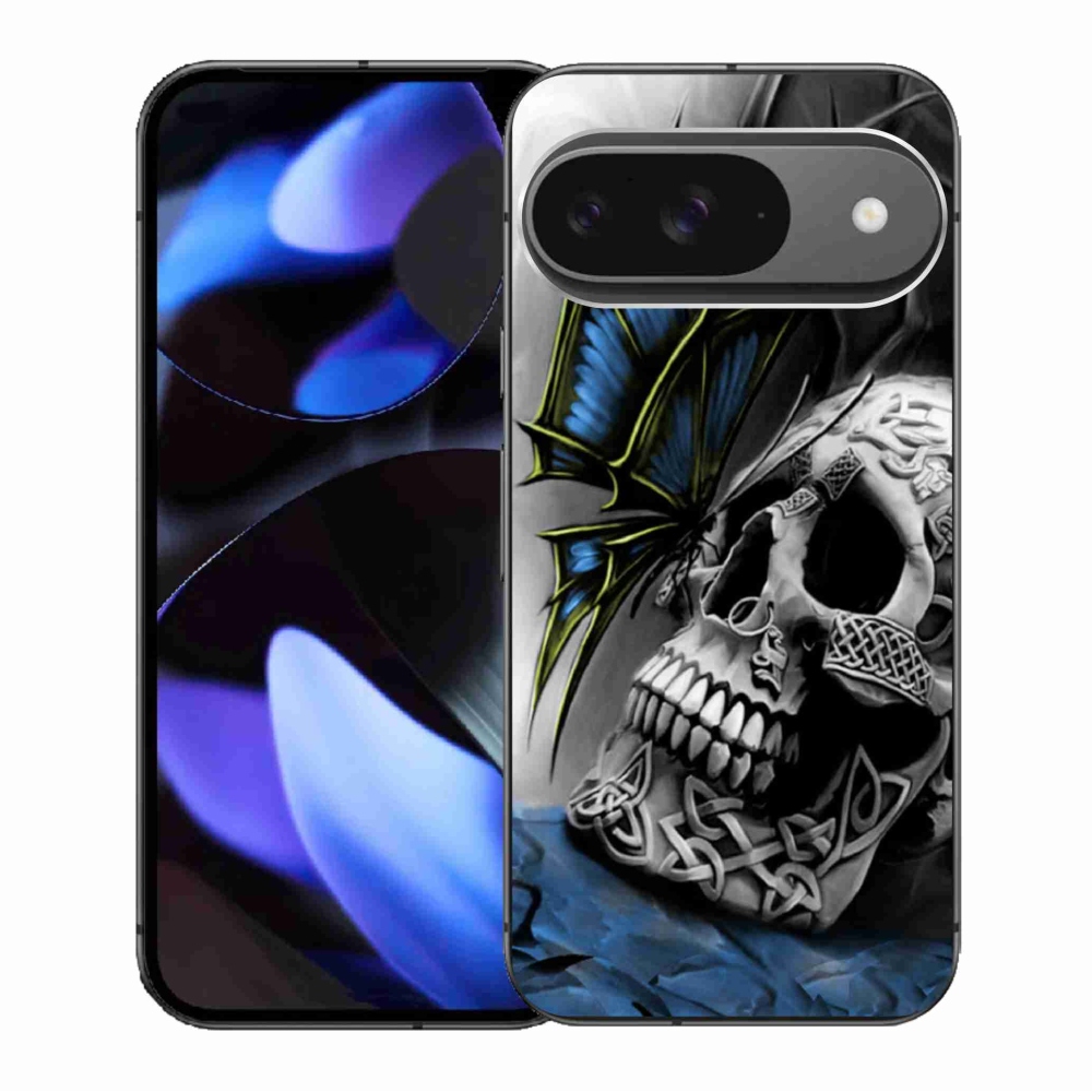 Gélový kryt mmCase na Google Pixel 9/9 Pro - motýľ a lebka