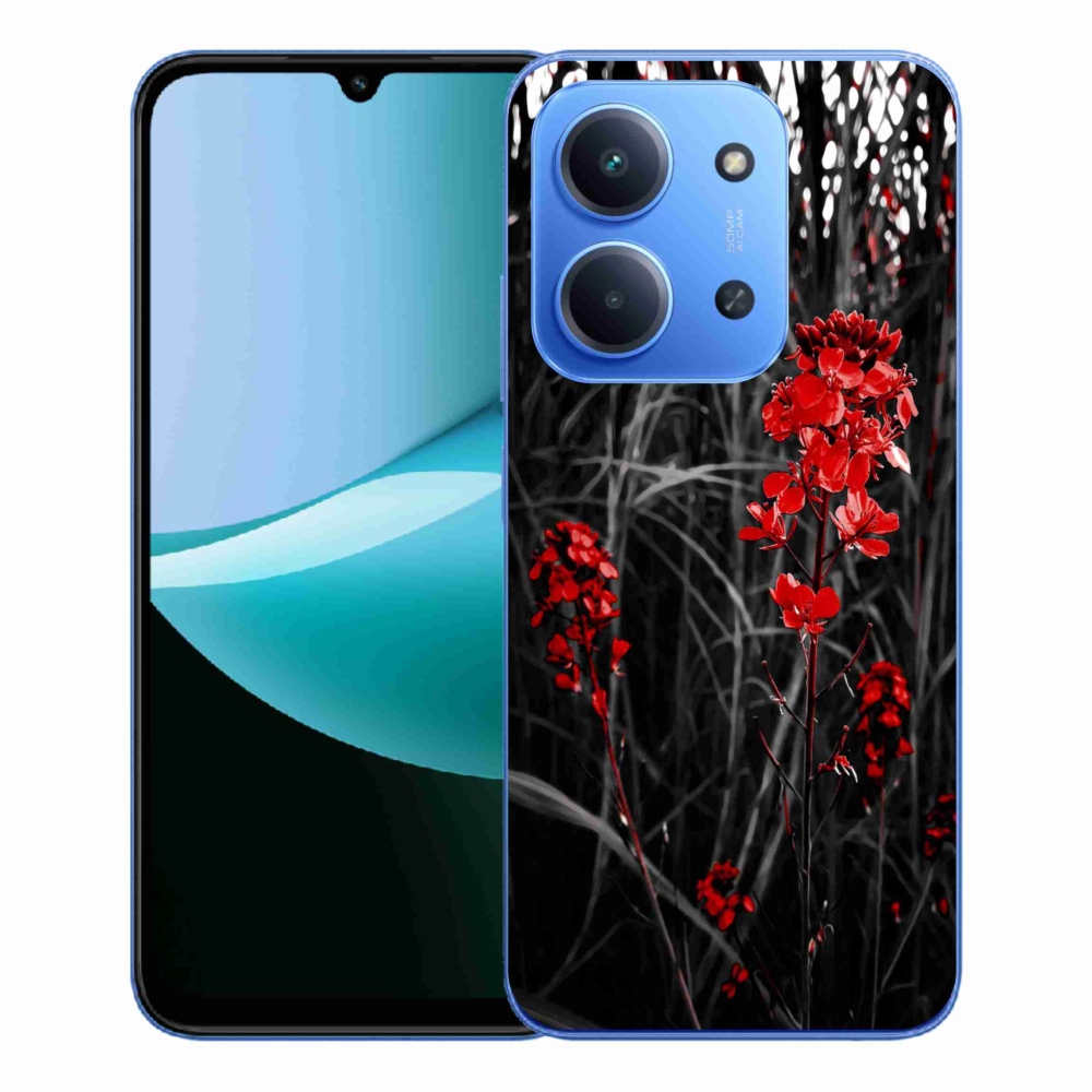 Gélový kryt mmCase na Xiaomi Redmi 15C 4G/5G (173mm) - červená rastlina