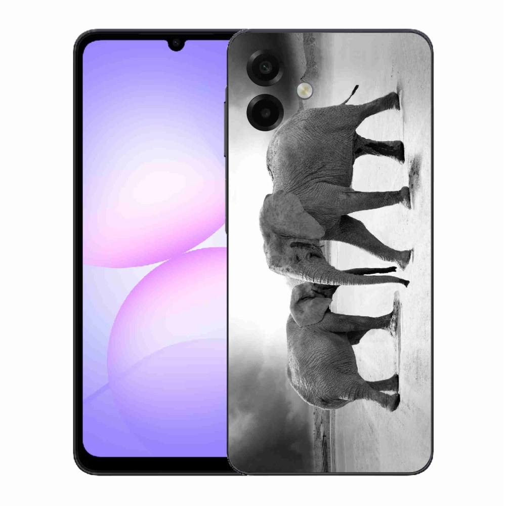 Gélový kryt mmCase na Samsung Galaxy A07 4G - čiernobieli slony