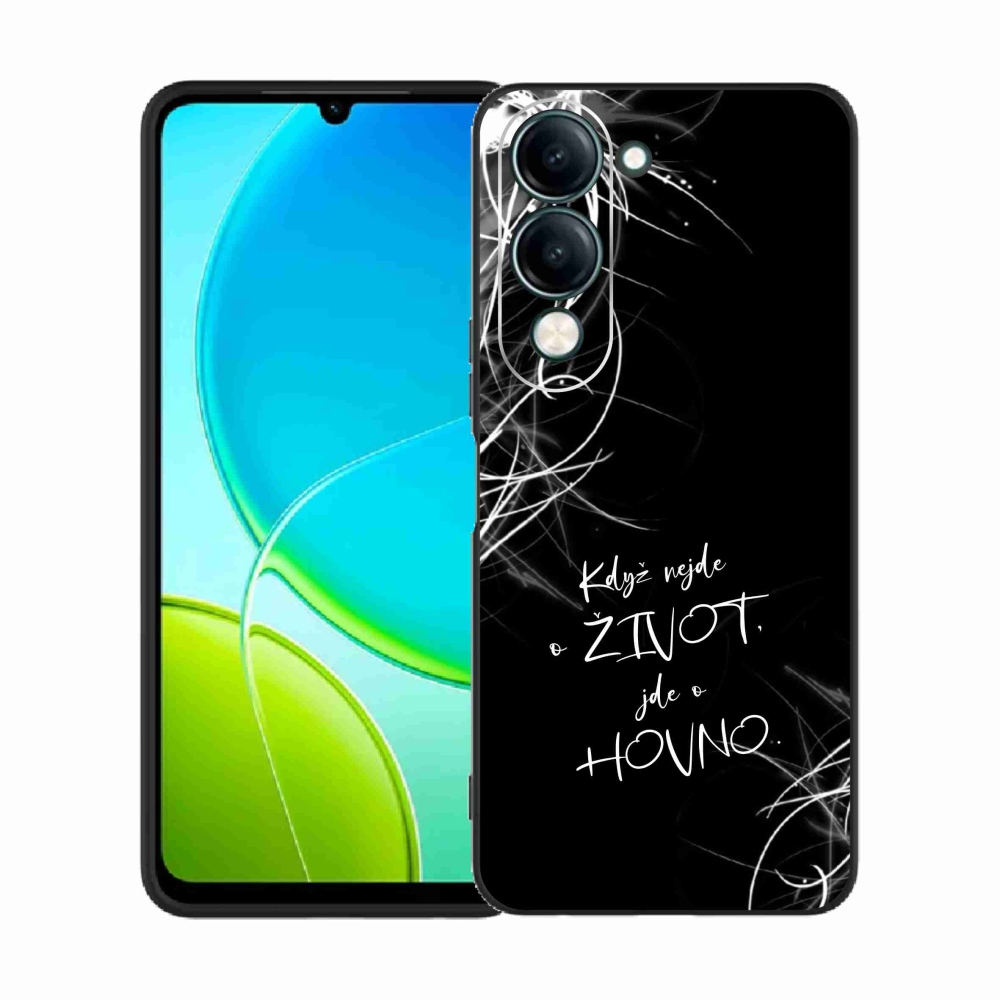 Gélový kryt mmCase na Vivo Y29s 5G - vtipný text 16 čierne pozadie