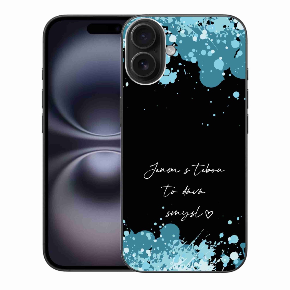 Gélový kryt mmCase na iPhone 16 Plus - zamilovaný text čierne pozadie