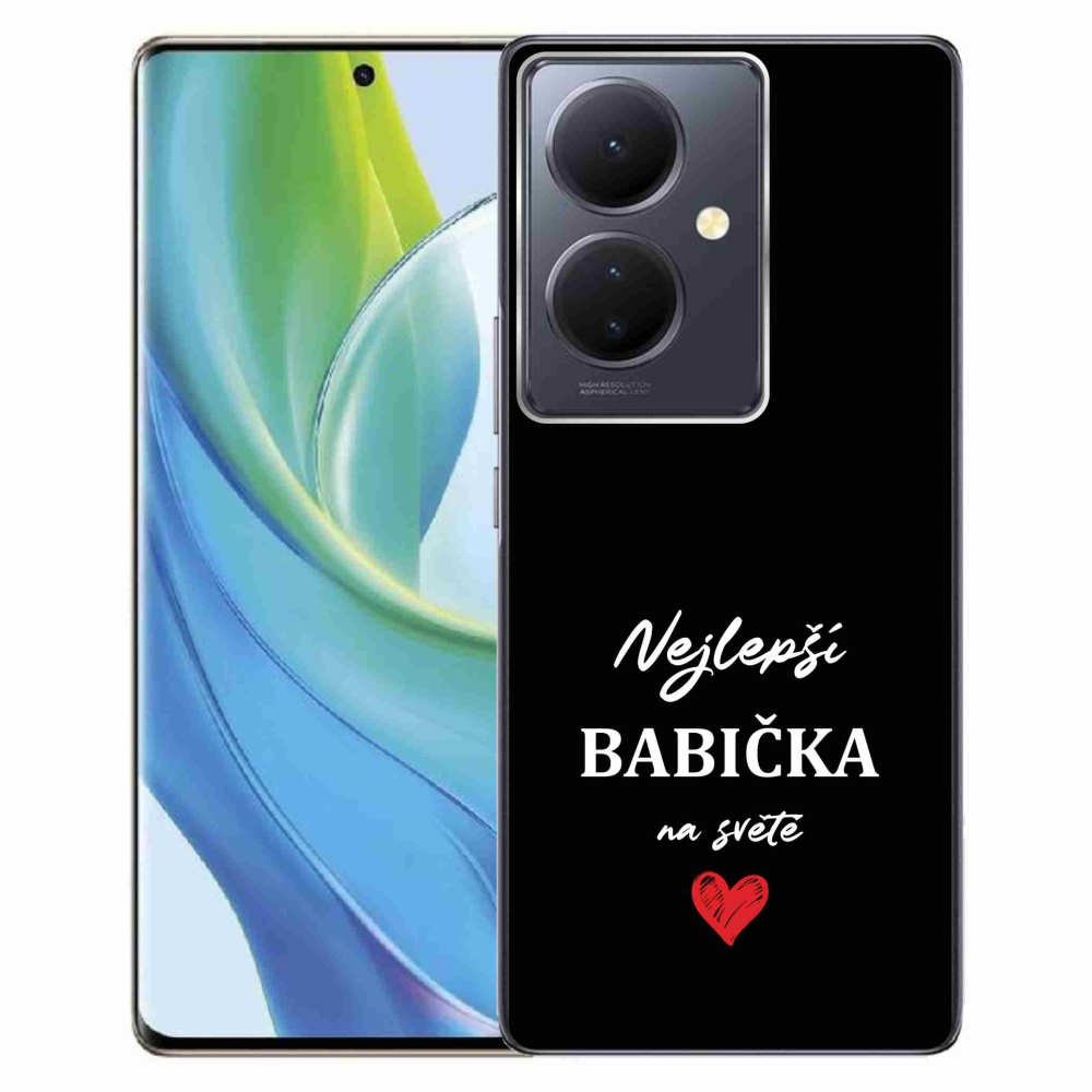 Gélový kryt mmCase na Vivo V29 Lite 5G - najlepšia babička 1 čierne pozadie