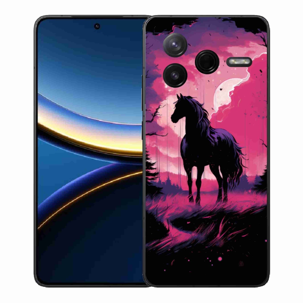 Gélový kryt mmCase na Xiaomi Poco F7 Pro - čierny kreslený kôň 1